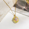 Pearl Star Oval Photo Box Necklace Copper Titanium Steel Real Gold Plated Sweet Style Women's Accessories