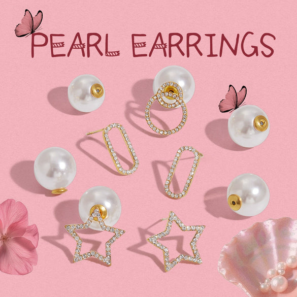 Pearl Starshaped Electroplated Women's Ear Plugs And Earrings