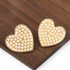 Pearl Stud Earrings Copper Heart Shape Geometric Niche Style Electroplating Jewelry For Women