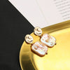 Pearl Stud Earrings Geometric Light Luxury Baroque Electroplating Jewelry