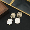 Pearl Stud Earrings Geometric Light Luxury Baroque Electroplating Jewelry