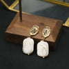 Pearl Stud Earrings Geometric Light Luxury Baroque Electroplating Jewelry