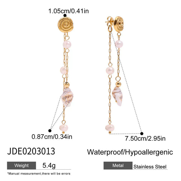 Pearl Tassel Earrings Stainless Steel Electroplated Light Luxury Niche Design For Women