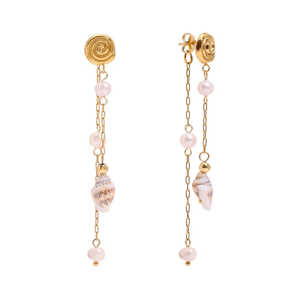 Pearl Tassel Earrings Stainless Steel Electroplated Light Luxury Niche Design For Women