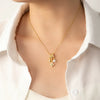 Pearl Titanium Steel And Copper Star Diamond Shape Pendant Necklace With Electroplating For Women