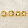 Pearl Titanium Steel And 316L Stainless Steel Women's Earrings With Geometric Design And Electroplating