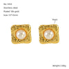 Pearl Titanium Steel And 316L Stainless Steel Women's Earrings With Geometric Design And Electroplating