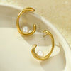 Pearl Titanium Steel And Stainless Steel Women's Fashion Personality Irregular Electroplated Earrings