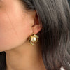 Pearl Titanium Steel Women's Heart And Geometric Rhombus Electroplating Antiallergic Earrings