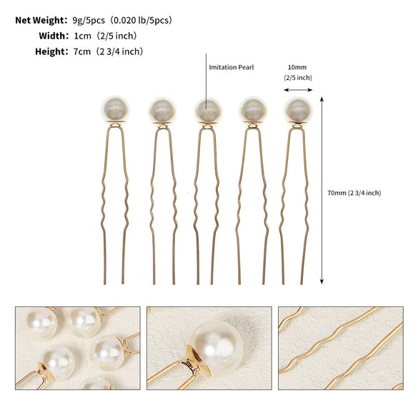 Pearl U Shaped Hairpin Set Mix And Match Hair Pins For Daily Wear Ball Head And Updo Hair Styling Accessories