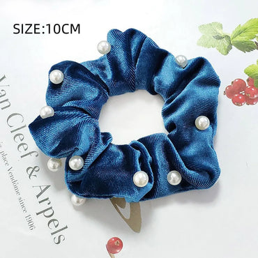 Pearl Velvet Fashion Hair Scrunchies