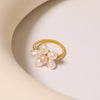 Pearl Vintage Geometric Ring With Electroplating Treatment
