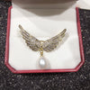 Pearl Wings Brooch Copper Micropaved Zircon Italian Craft Fashion Women's