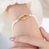 Pearl Women's Geometric Bracelet Set With Pearls