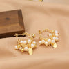 Pearl Women's Light Luxury Earrings Geometric Style Electroplated 18K True Gold Color Preservation