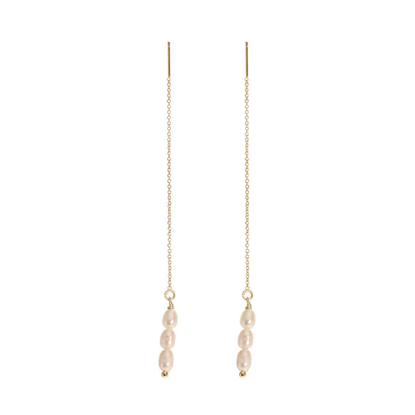 Pearl Women's Long Ear Hooks Geometric Retro Ear Jewelry