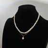 Pearl Women's Multilayer Beaded Handmade Geometric Retro Collar Cross Chain Necklace