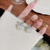 Pearl Zircon Bow Earrings 925 Silver Needle Copper Material Set With Pearls Sweet Style