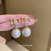 Pearl Zircon Geometric Letter Earrings Set With Pearls For Women French Highend Elegant Fashion Light Luxury