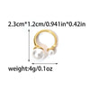 Pearl Zircon Inlaid Stainless Steel Geometric Ring For Women Light Luxury Electroplating Style
