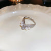 Pearl Zircon Splicing Butterfly Ring Real Gold Electroplated For Women With Animal Pattern