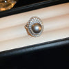 Pearl Zircon Splicing Butterfly Ring Real Gold Electroplated For Women With Animal Pattern