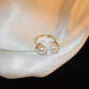 Pearl Zircon Splicing Butterfly Ring Real Gold Electroplated For Women With Animal Pattern