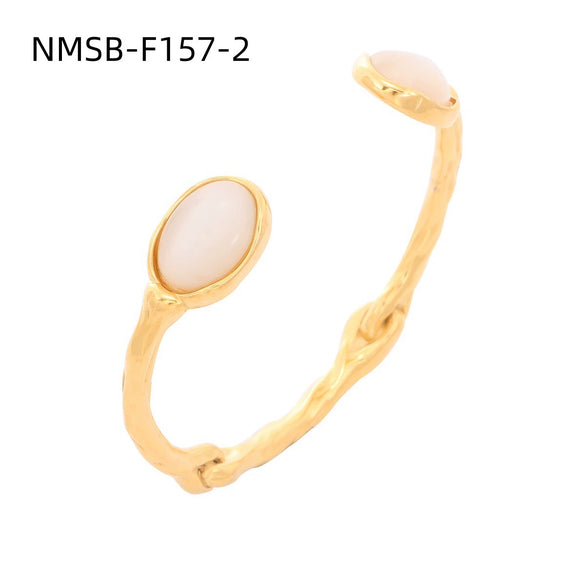 Pearl Zircon Titanium Steel Electroplated Bracelet For Women
