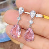 Pearshaped Water Drop Copper Zircon Earrings For Women