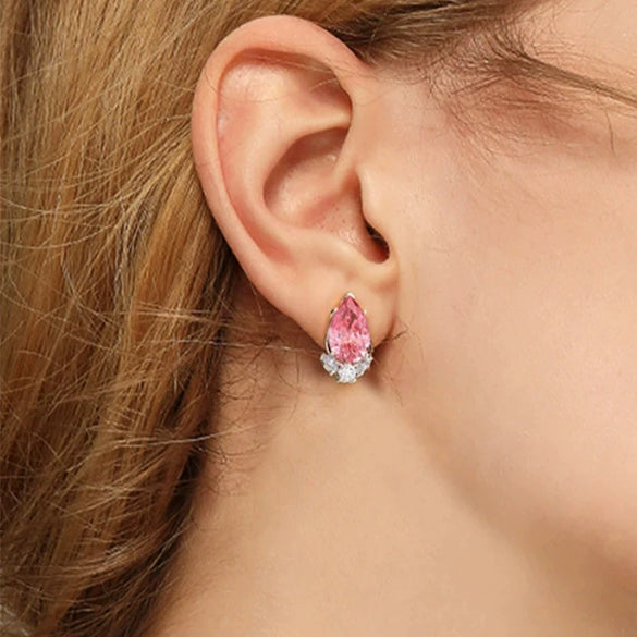 Pearshaped Water Drop Copper Zircon Earrings