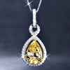 Pearshaped Water Drop Zircon Necklace Copper Mixed Gem Inlay Ochain Geometric Style