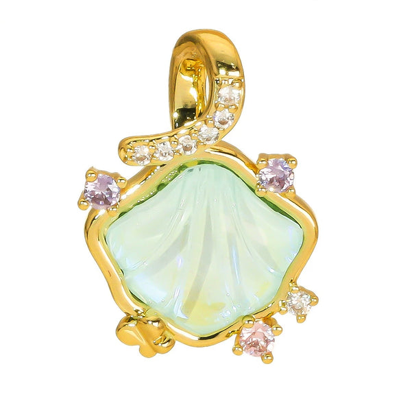 Pendant Accessories Colorful Shell Fanshaped Copper Electroplated Marine Series Diy Handmade