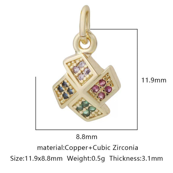 Pendant Accessories Copper Geometric Electroplating Micro Inlaid Zircon Love Simple Fashion