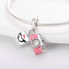 Pendant Accessories Copper 925 Silver Plated Pink Camera Charm Jewelry Making