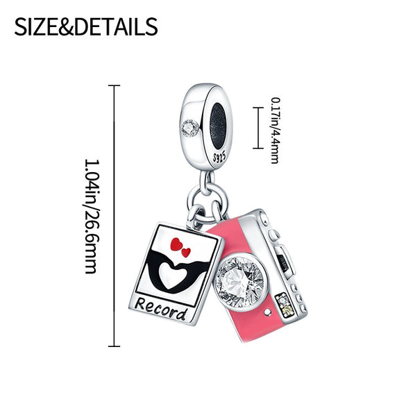 Pendant Accessories Copper 925 Silver Plated Pink Camera Charm Jewelry Making
