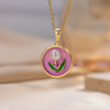 Pendant Accessories French Retro Imitation Pearl Oil Drop Light Luxury Enamel Painted Flower Copper Titanium Steel Electroplated O Word Chain