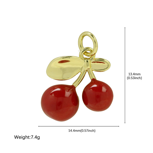 Pendant Accessories Fruit Food Style Copper Brass Electroplating With Letters Numbers Text Pattern