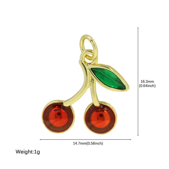 Pendant Accessories Fruit Food Style Copper Brass Electroplating With Letters Numbers Text Pattern