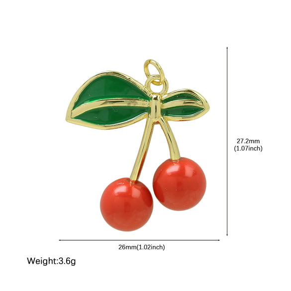 Pendant Accessories Fruit Food Style Copper Brass Electroplating With Letters Numbers Text Pattern