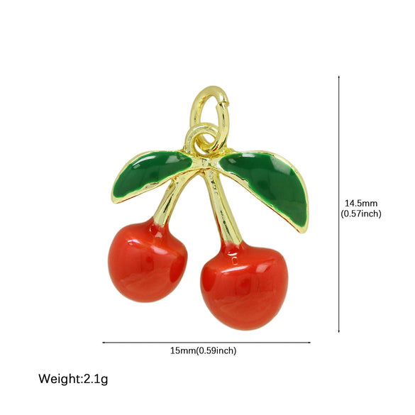 Pendant Accessories Fruit Food Style Copper Brass Electroplating With Letters Numbers Text Pattern
