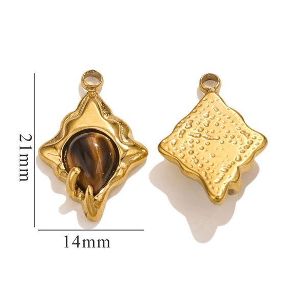 Pendant Accessories Natural Stone Titanium Steel Plated 18K True Gold Electroplating Stainless Steel Niche Style