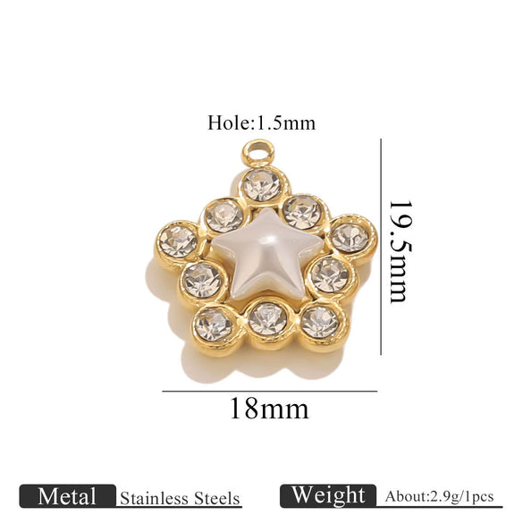 Pendant Accessories Stainless Steel Fivepointed Star And Four Leaf Clover Electroplated Imitation Shell