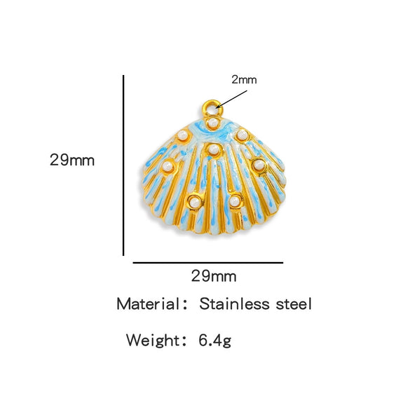 Pendant Accessories Stainless Steel Oildropped Shell Ocean Series