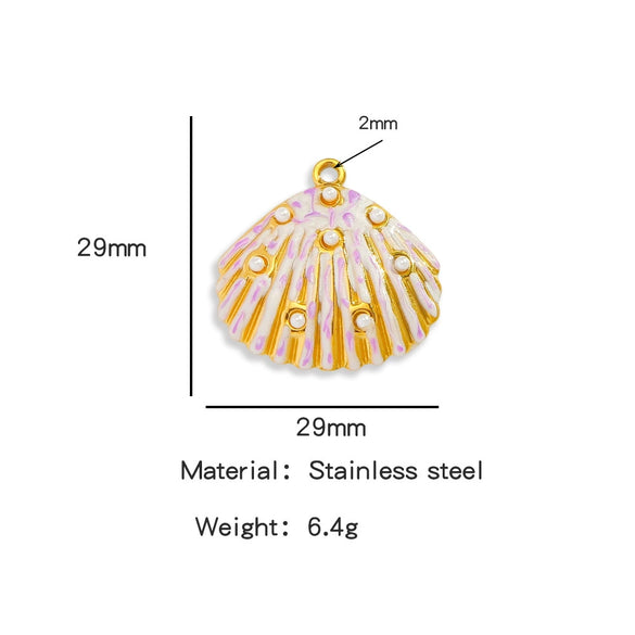 Pendant Accessories Stainless Steel Oildropped Shell Ocean Series