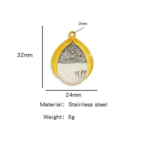 Pendant Accessories Stainless Steel Oildropped Shell Ocean Series