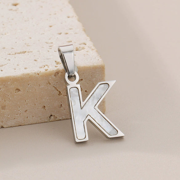 Pendant Accessories Women's Fresh And Sweet Stainless Steel With White Shell And English Letters