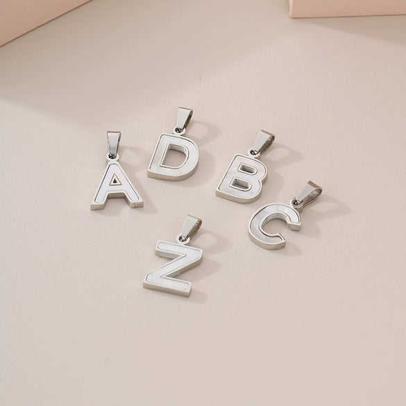 Pendant Accessories Women's Fresh And Sweet Stainless Steel With White Shell And English Letters