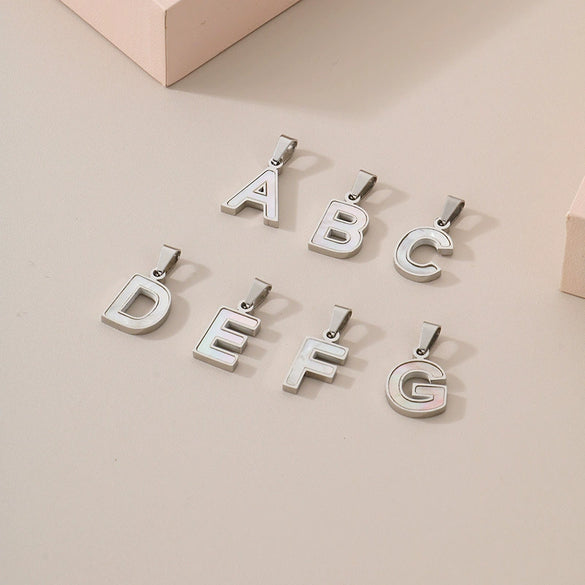 Pendant Accessories Women's Fresh And Sweet Stainless Steel With White Shell And English Letters