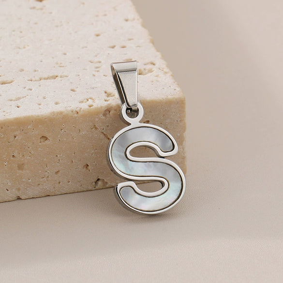 Pendant Accessories Women's Fresh And Sweet Stainless Steel With White Shell And English Letters
