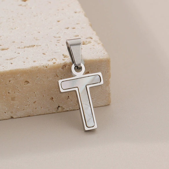 Pendant Accessories Women's Fresh And Sweet Stainless Steel With White Shell And English Letters